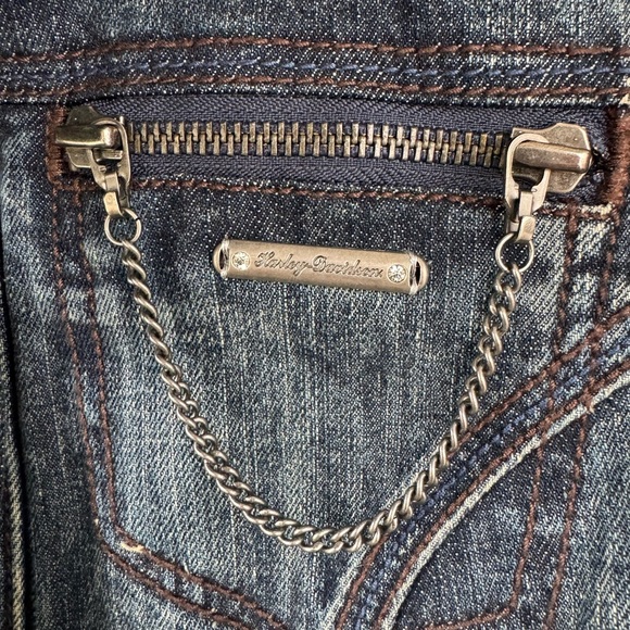 Harley Davidson Womens Denim Jacket With Embroidered Logo Size Small - Picture 4 of 7